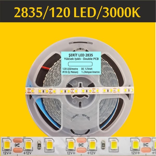 2835 Şerit Led | 120 Led | Gün Işığı 3000K