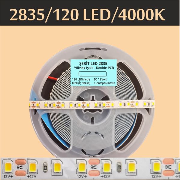 2835 Şerit Led | 120 Led | Açık Gün Işığı 4000K