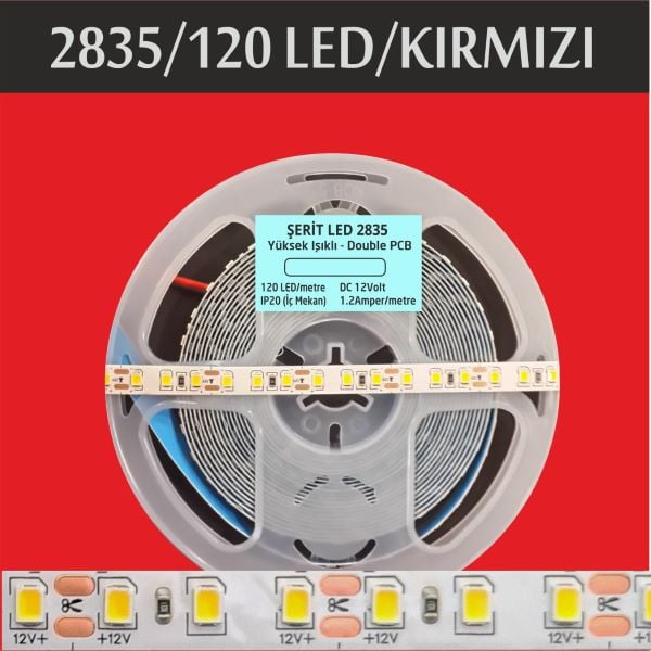 2835 Şerit Led | 120 Led | Kırmızı