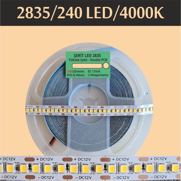 2835 Şerit Led | 240 Led | Açık Günışığı 4000K