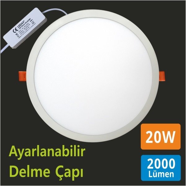 20W Ayarlı Led Panel Spot Günışığı